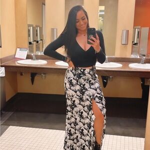 Elegant Black and White Floral Women's Skirt